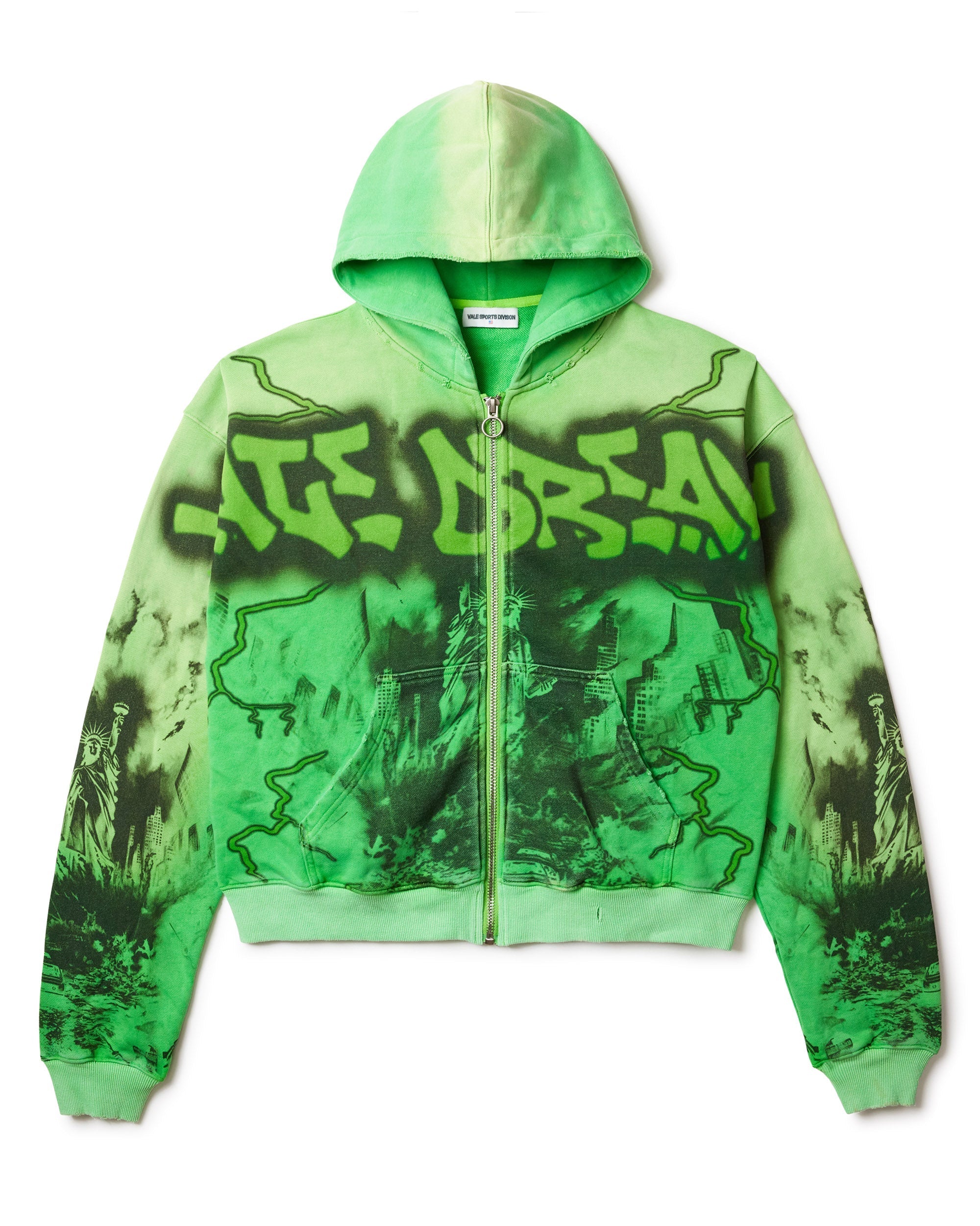 GREEN NIGHTMARE ZIP UP HOODIE – VALE NYC FLAGSHIP