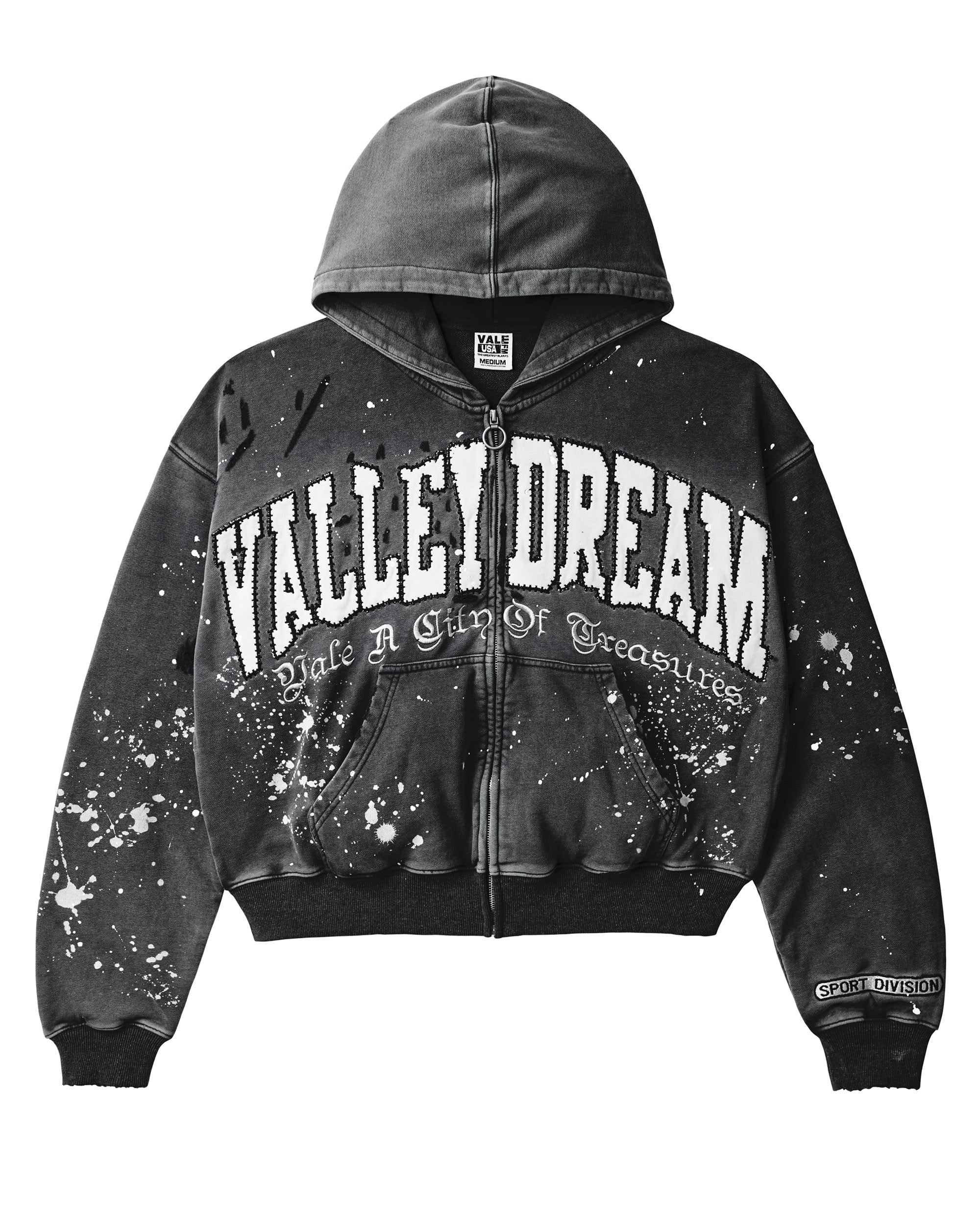 BLACK PAINT ZIP UP HOODIE – VALE NYC FLAGSHIP
