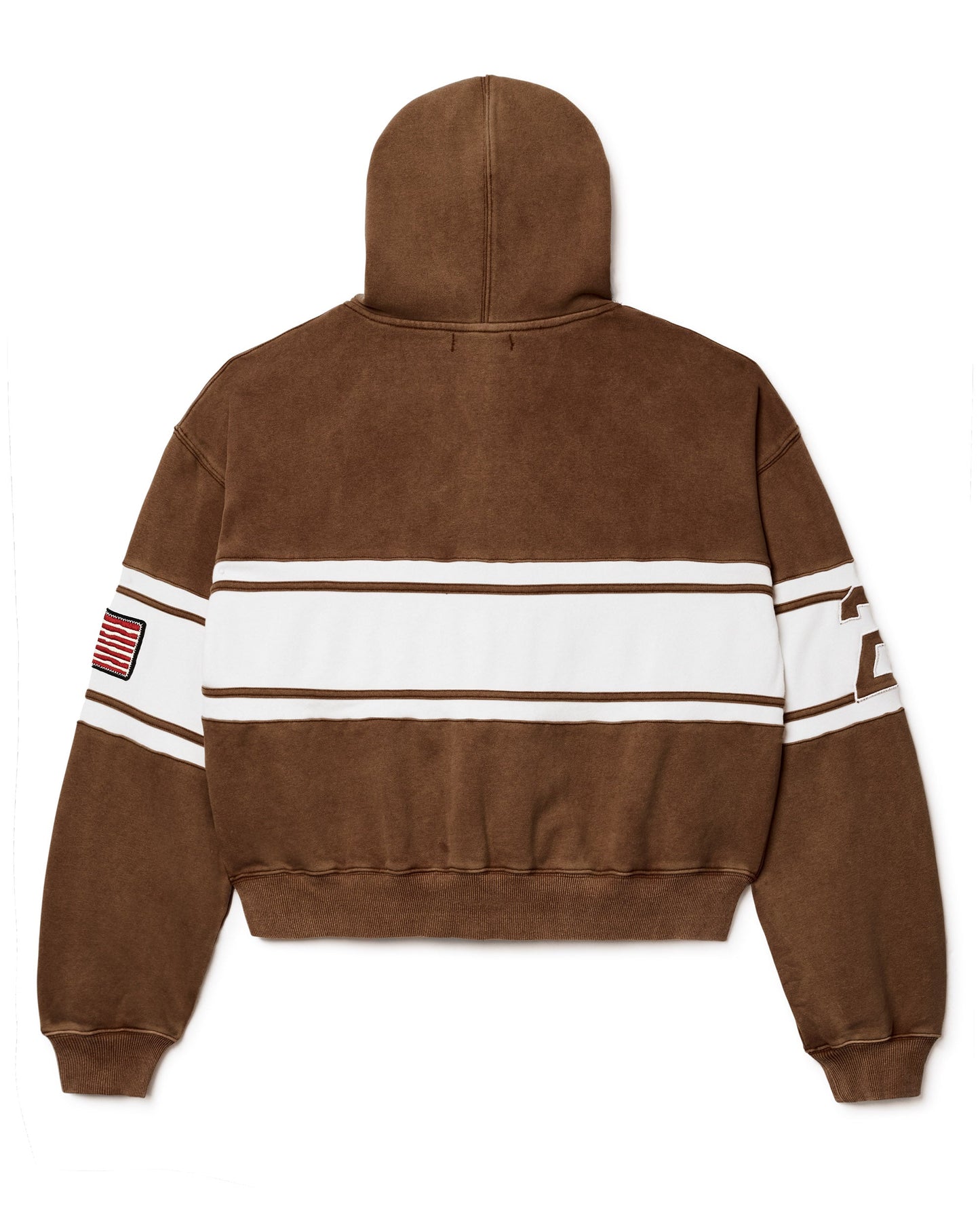 BROWN CURSIVE ZIP UP HOODIE