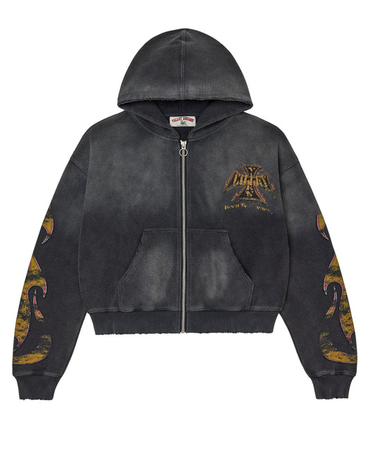 REBORN WAFFLE ZIP UP [BLACK]