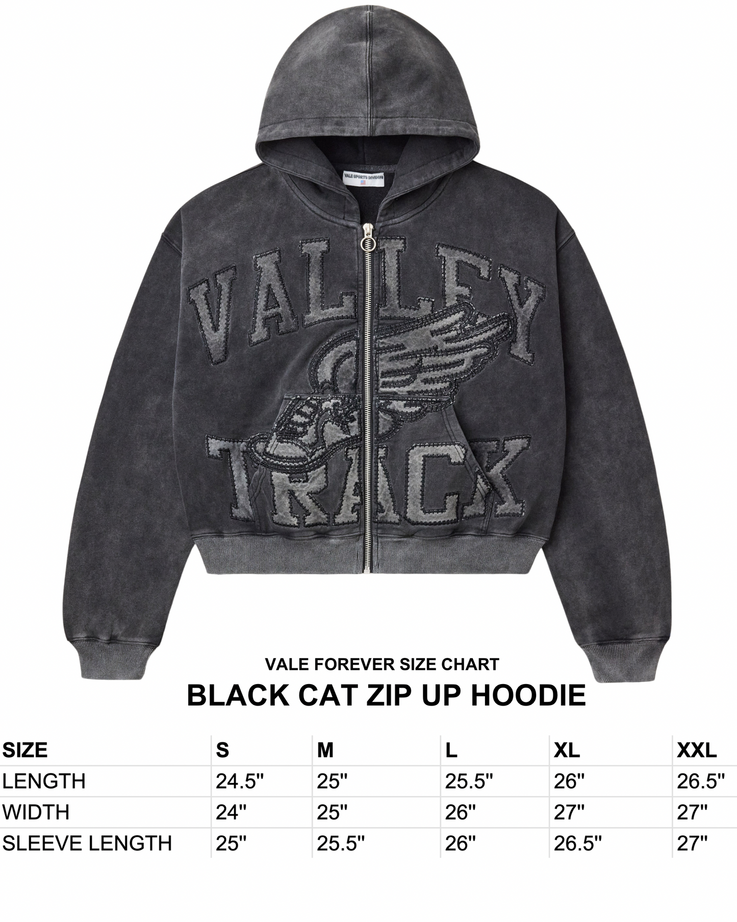 BLACK CAT ZIP UP HOODIE