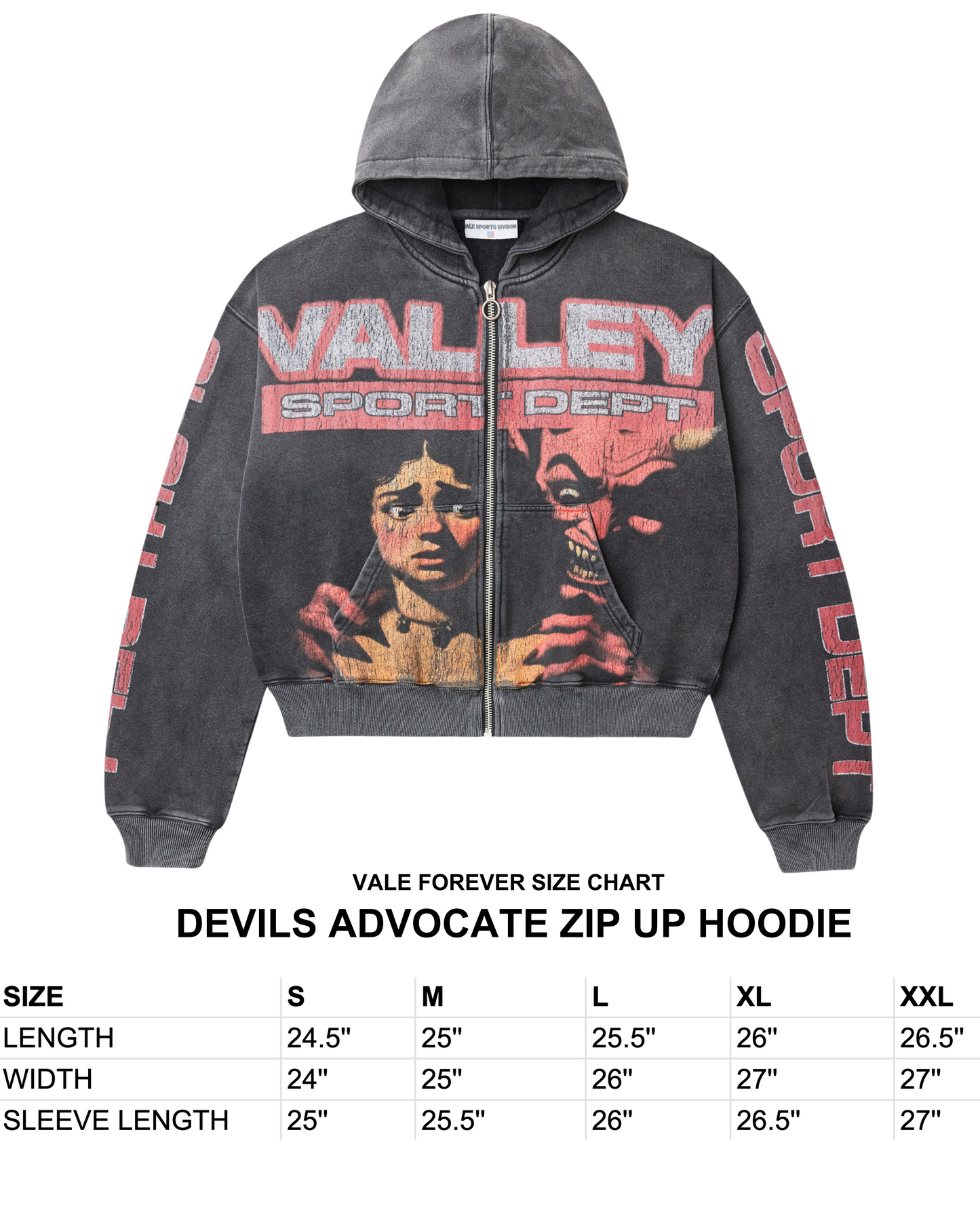 DEVILS ADVOCATE ZIP UP HOODIE