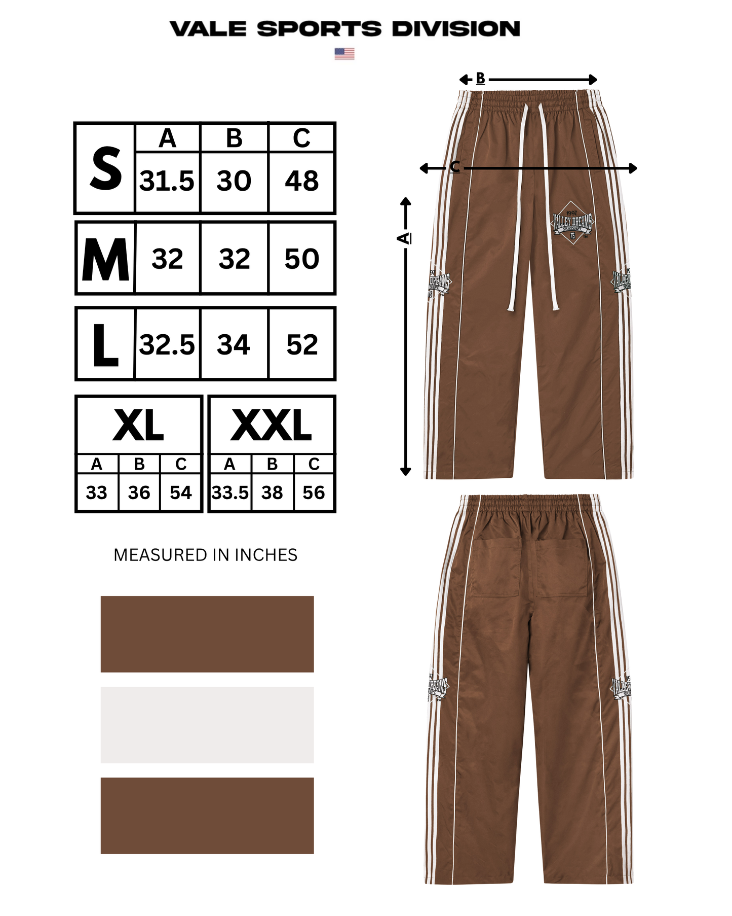 CHOCOLATE STRIPE TRACK PANTS
