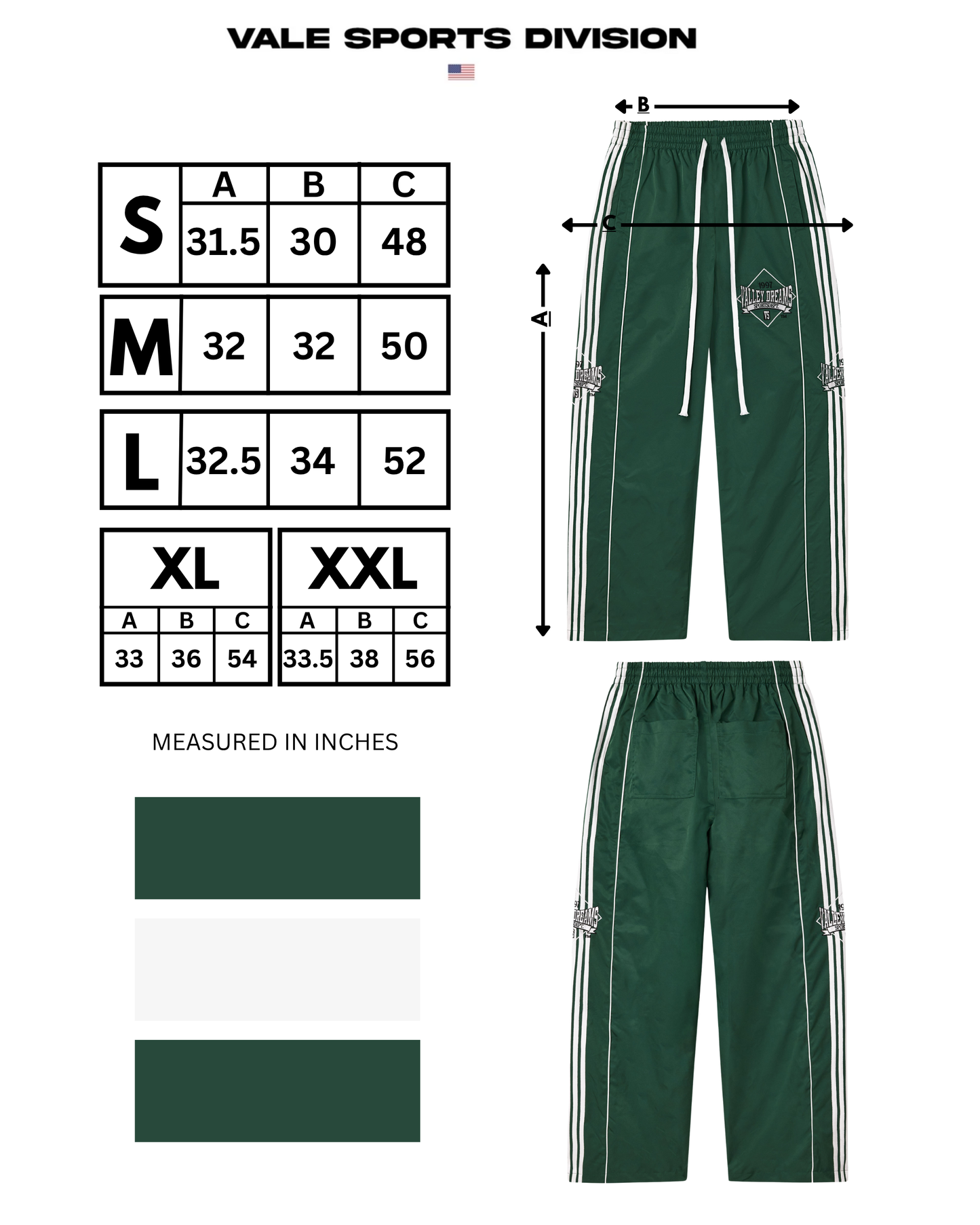 GREEN STRIPE TRACK PANTS