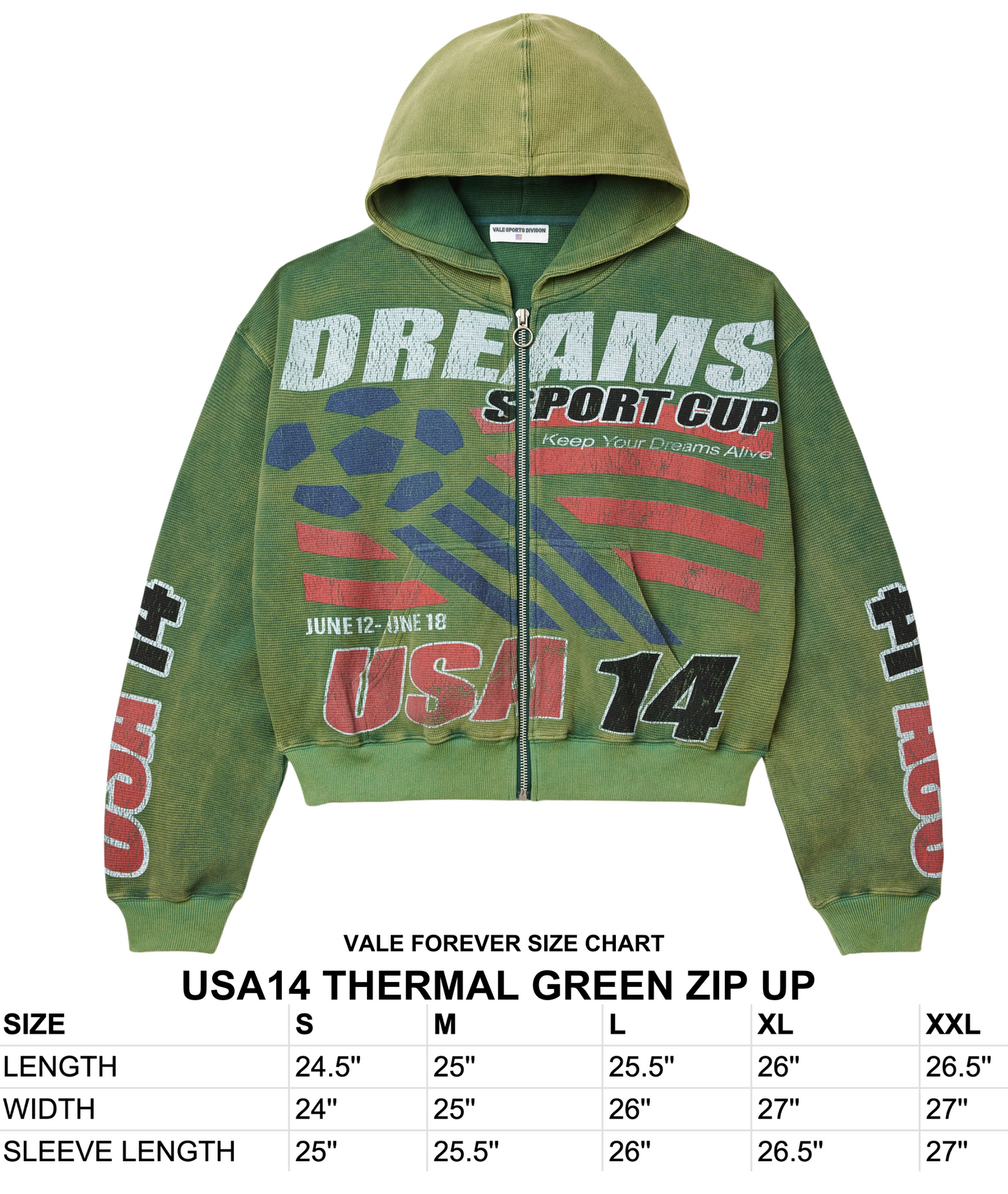 USA14 THERMAL GREEN ZIP UP