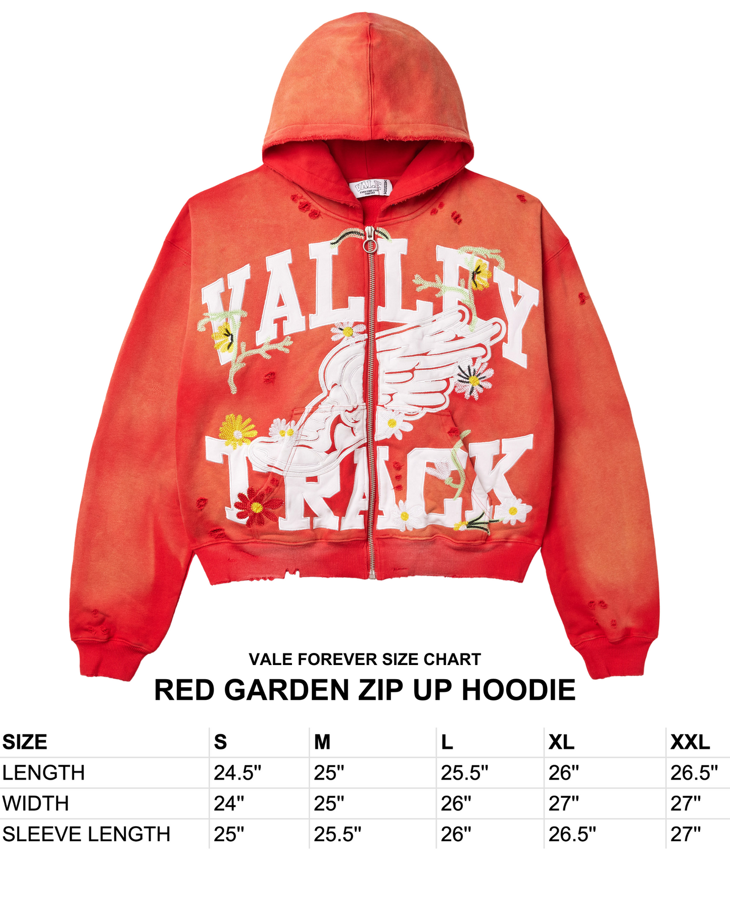 RED GARDEN ZIP UP HOODIE