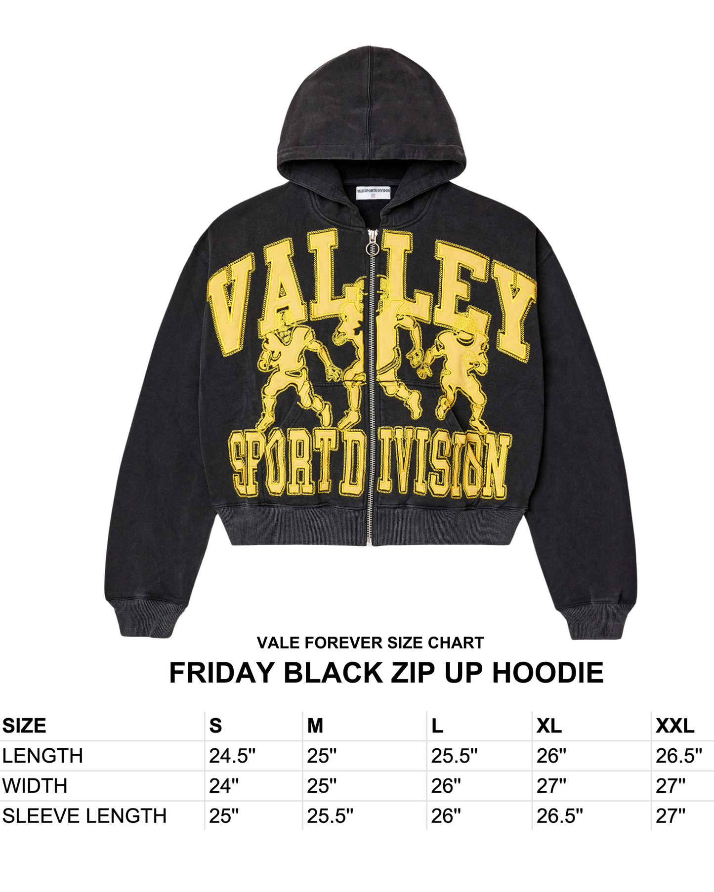 FRIDAY BLACK ZIP UP HOODIE