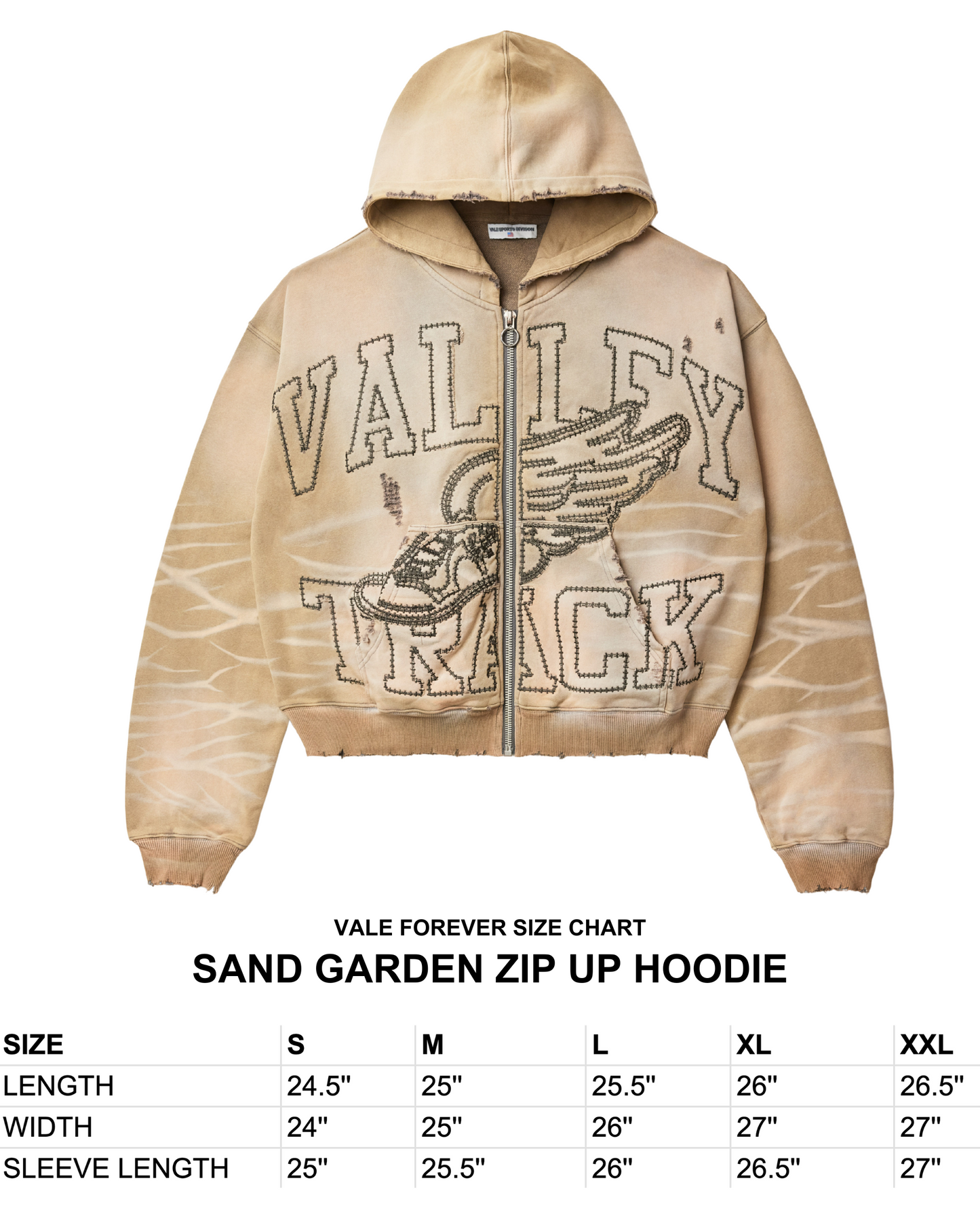 SAND GARDEN ZIP UP HOODIE