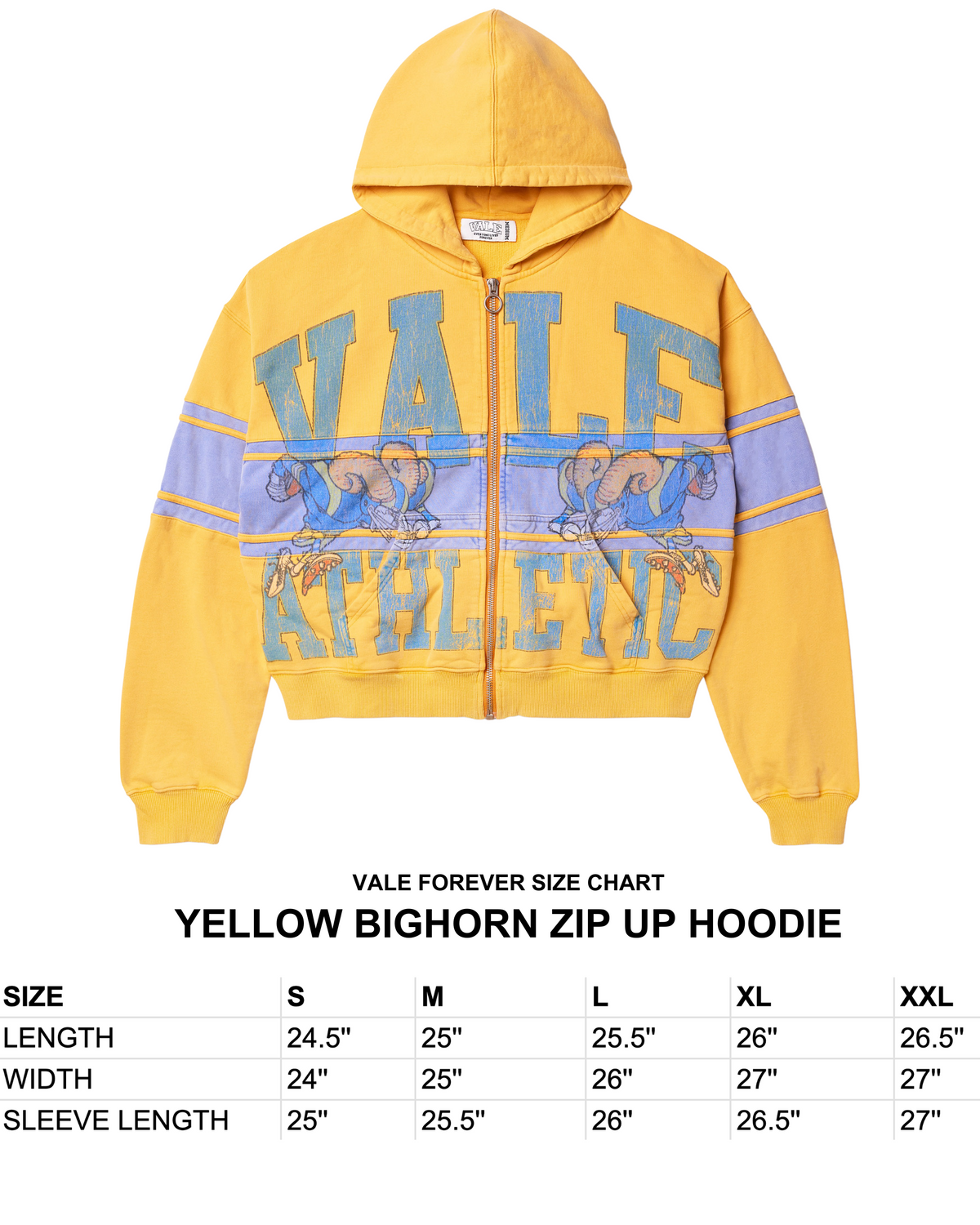 YELLOW BIGHORN ZIP UP HOODIE – VALE NYC FLAGSHIP YELLOW BIGHORN ZIP UP HOODIE – VALE NYC FLAGSHIP